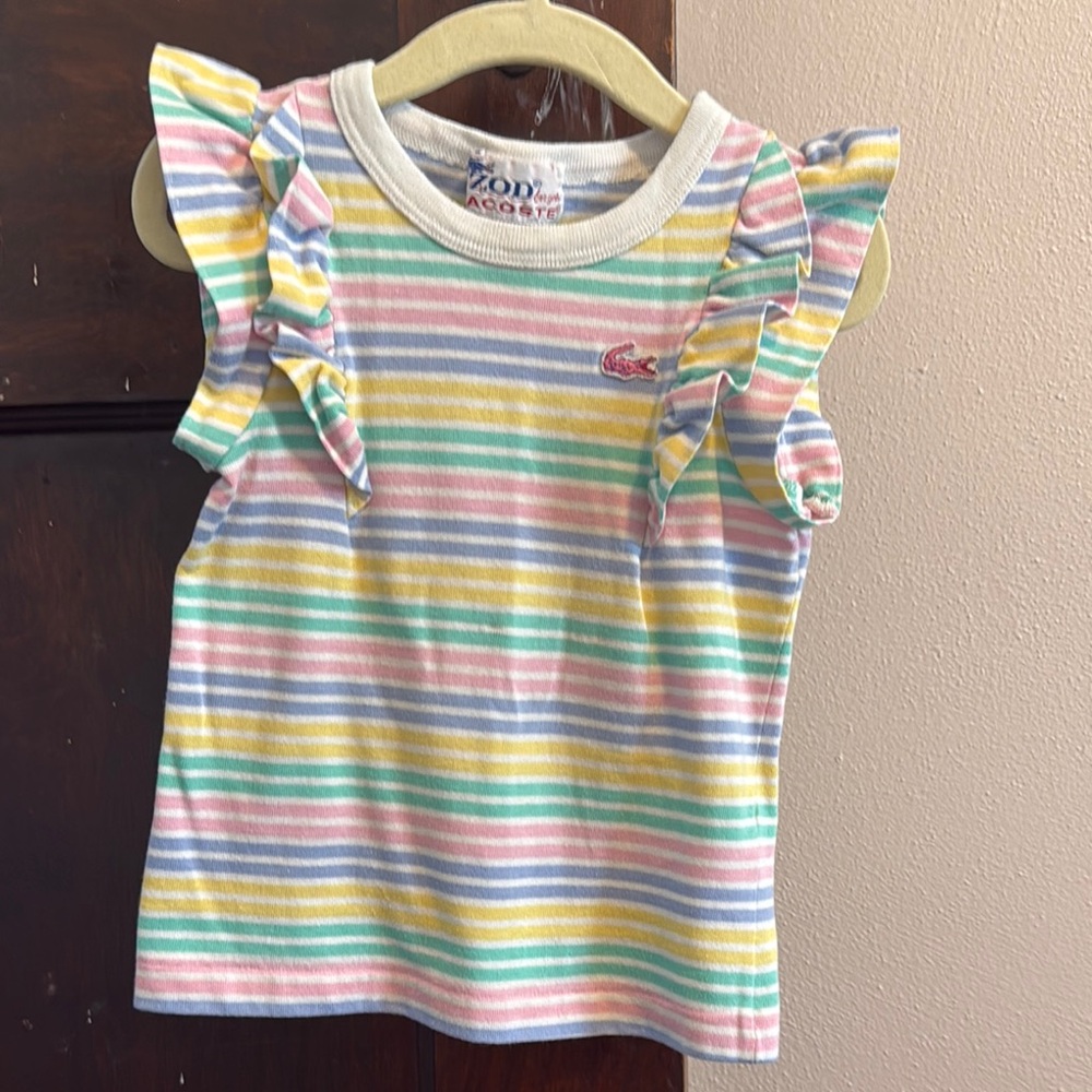 Vintage Izod Kids Striped Ruffle Sleeve Top - Multicolor